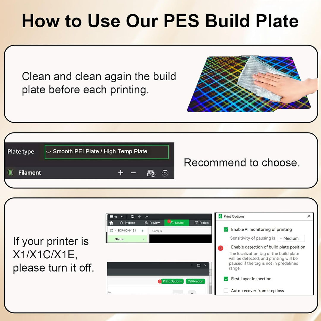 IdeaFormer Smooth Rainbow Mesh+Plaid PES  Spring Steel Build Plate, 257×257mm for Bambu Lab X1 X1C X1E P1P P1S A1