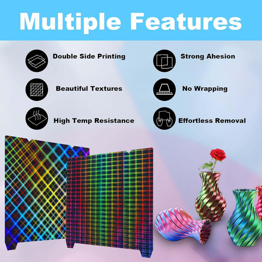 IdeaFormer Rainbow Plaid+ Mesh PES Spring Steel Build Plate, 235x235mm for Creality K1C/K1/SE/Ender 5 S1/Ender 3/Ender 3 Pro/Ender 3 V2/Ender 3 S1 Pro/Ender 3 Neo