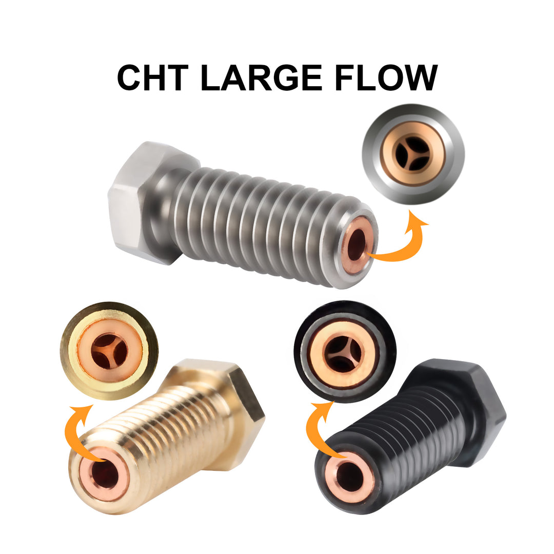 QIDI CHT Hardened Steel/Brass/Stainless Steel High Flow Nozzles for X-PLUS3, 3D Printer Parts High Speed 0.4mm Brass Nozzles Kit for R QIDI X-SMART3/X-PLUS3/X-MAX3