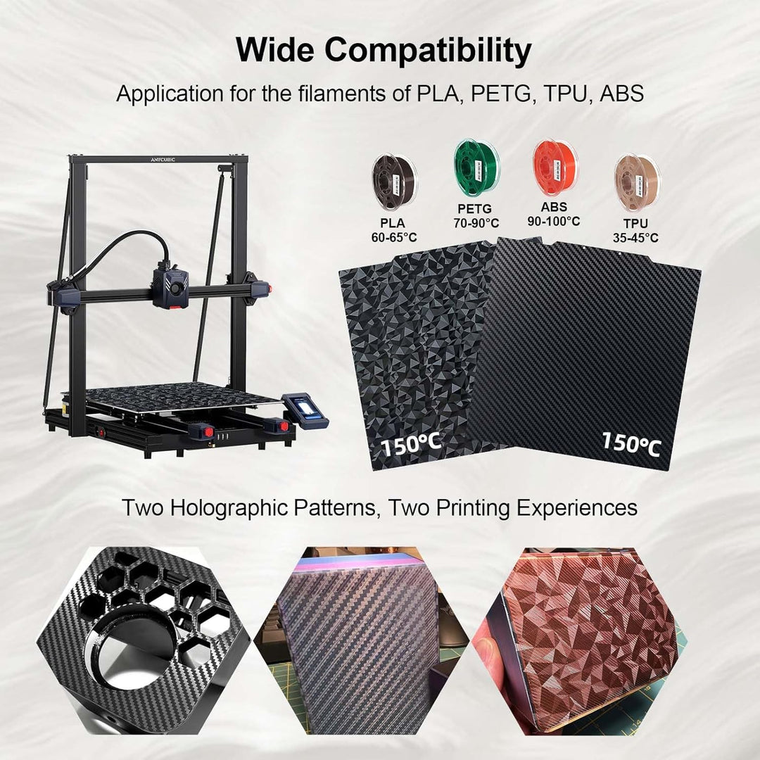 IdeaFormer Diamond PEO+Carbon Fiber PET Spring Steel Build Plate, 410×410mm for Anycubic Chiron for Voron 400/CR-10 S4/CR-6 Max/RepRap X400/T-REX/2+/T-Rex 3.0/Raptor 2