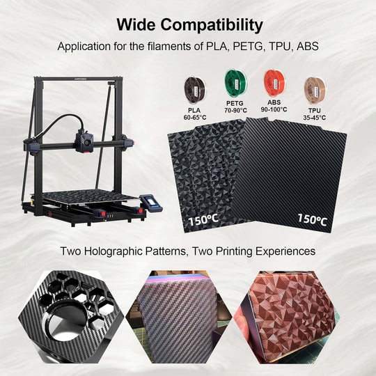 IdeaFormer Diamond PEO+Carbon Fiber PET Spring Steel Build Plate, 410×410mm for Anycubic Chiron for Voron 400/CR-10 S4/CR-6 Max/RepRap X400/T-REX/2+/T-Rex 3.0/Raptor 2