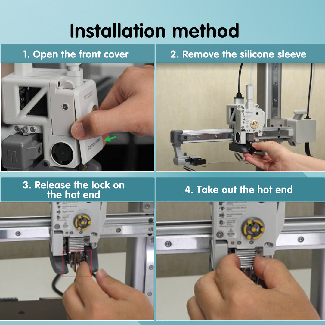 Ideaformer Hotend for A1 Mini/A1 Print Head Upgrade High-Temperature 0.4MM Hardened Steel Nozzle Hot End Kit Extruder Replacement with 1PCS Silicone Cover Sock for Bambu Lab 3D Printer Accessories