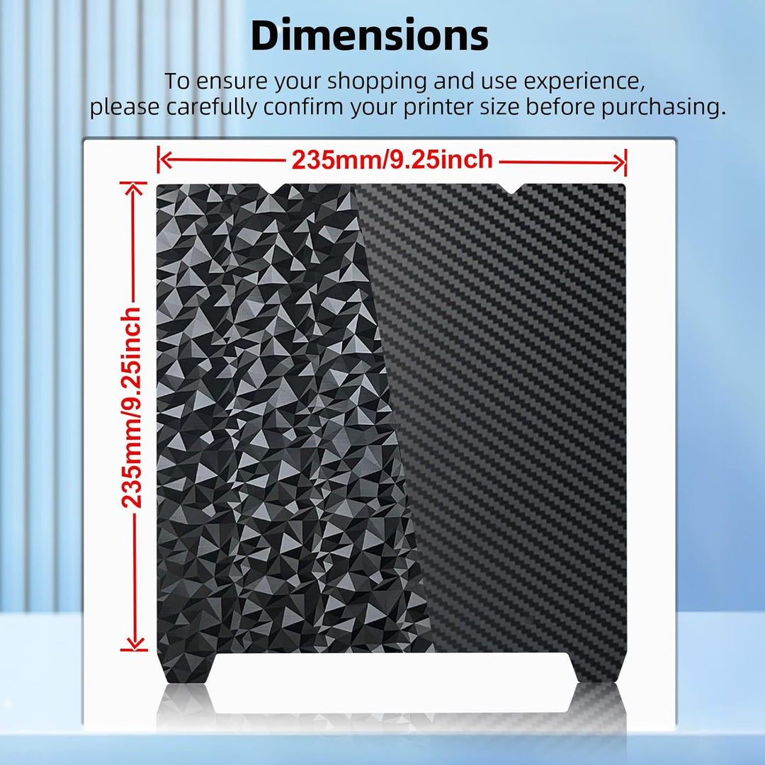 IdeaFormer Diamond PEO+Carbon Fiber PET Spring Steel Build Plate, 235x235mm for Creality K1C/K1/SE/Ender 5 S1/Ender 3/Ender 3 Pro/Ender 3 V2/Ender 3 S1 Pro/Ender 3 Neo