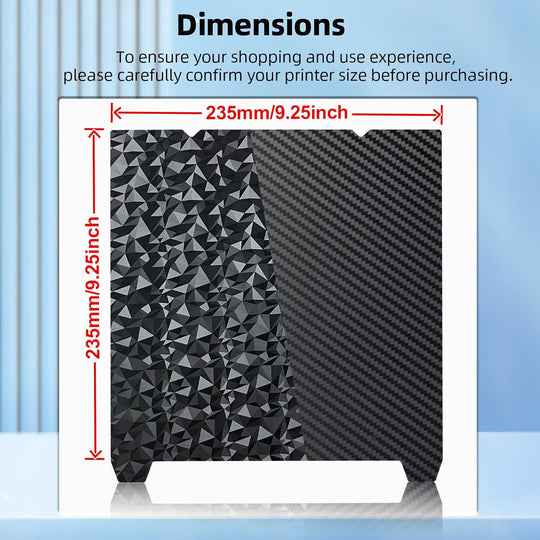IdeaFormer Diamond PEO+Carbon Fiber PET Spring Steel Build Plate, 235x235mm for Creality K1C/K1/SE/Ender 5 S1/Ender 3/Ender 3 Pro/Ender 3 V2/Ender 3 S1 Pro/Ender 3 Neo