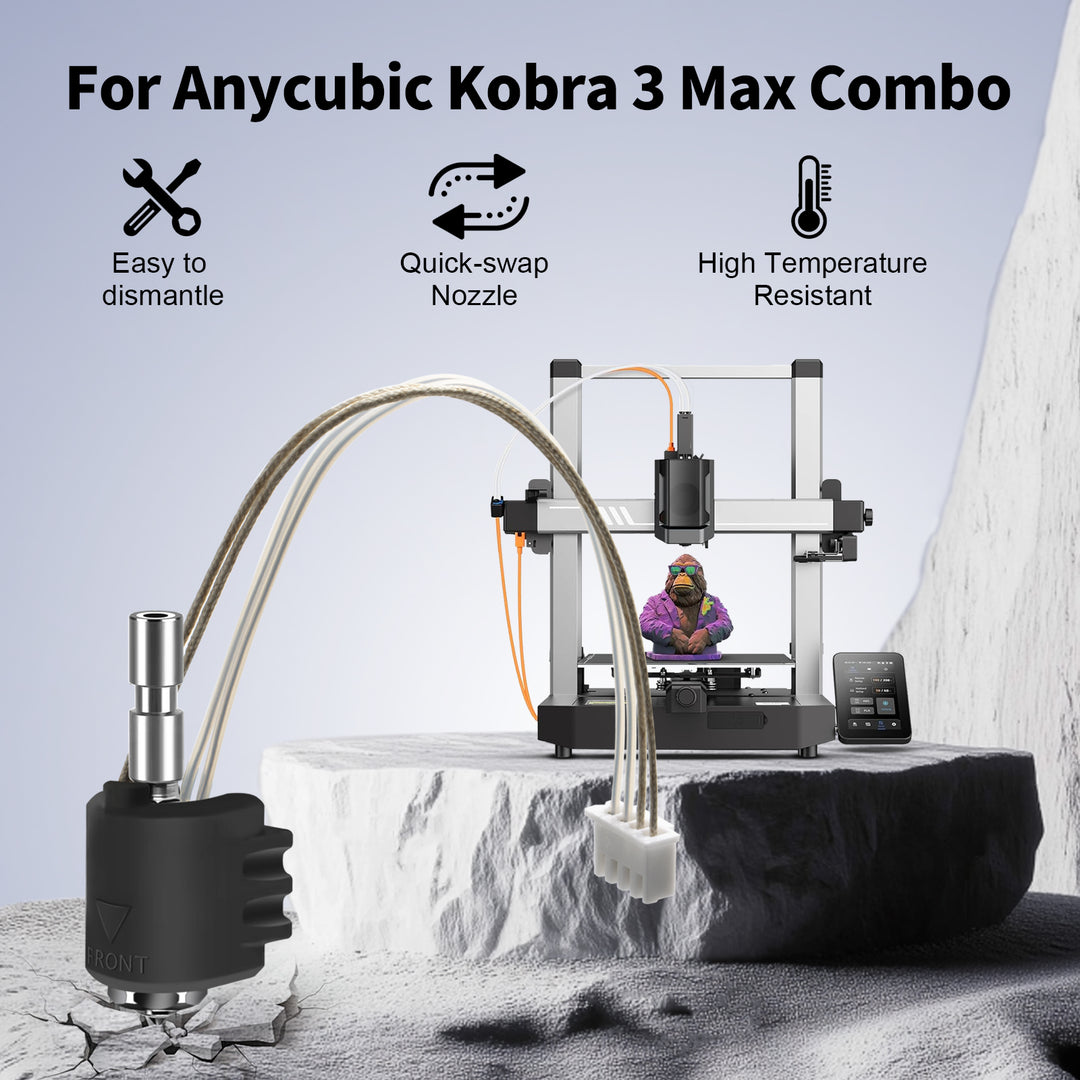 IdeaFormer Ceramic Hotend for Anycubic Kobra3 Max, with 24V 80W Ceramic heating element, 0.4mm Integrated Nozzle for K3 Max Series printer