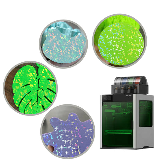 IdeaFormer Rainbow Confetti PEF+Galaxy PEY Spring Steel Build Plate, 346×355mm for Bambu Lab H2D, 350mmx320mm Print Size