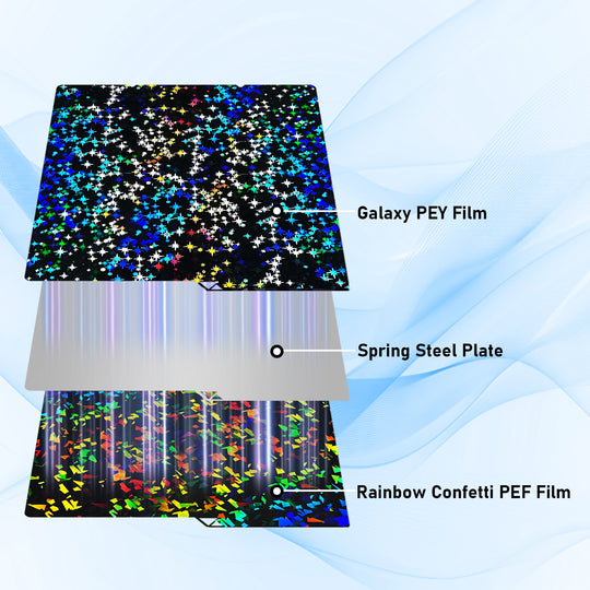IdeaFormer Galaxy PEY + Rainbow Confetti PEF Spring Steel Build Plate, 264×276mm for Anycubic Kobra S1/S1C