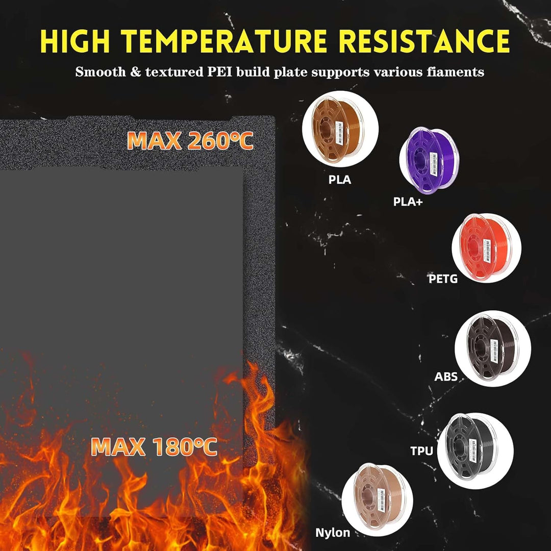 Kobra 3 PEI Build Plate 256x268mm, Flexible Smooth+Textured PEI Spring Steel Bed Plate for Anycubic Kobra 3/Kobra 3 V2/Kobra 3 Combo 3D Printer Platform