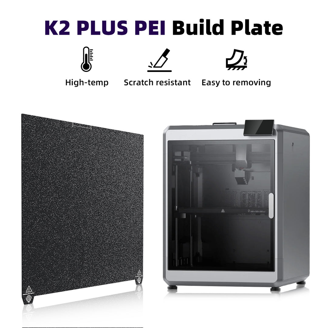 IdeaFormer 両面テクスチャ加工 ブラック PEI スプリングスチール ビルドプレート 370×370mm Creality K2 Plus用