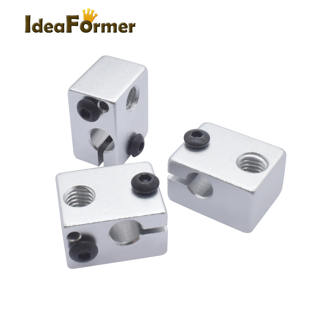 IdeaFormer 2pcs 3D Printer Parts E3D V6 Upgraded Block Aluminum Brass Official Heater Block For PT100 Thermistor NTC100K J-head Hotend Extruder