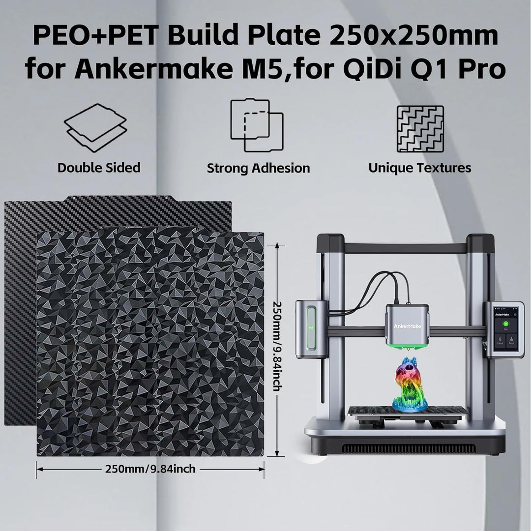 IdeaFormer PEO Diamond+Carbon Fiber PET Spring Steel Plate, 250×250mm for Ankermake M5