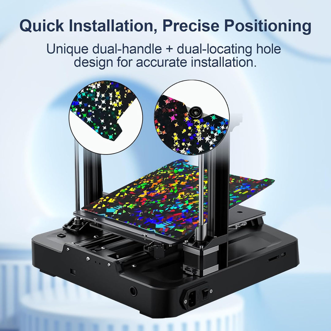 IdeaFormer Rainbow Confetti PEF+Galaxy PEY Spring Steel Build Plate with Magnetic Plate, 235×235mm for Creality K1/K1 SE/K1C/Ender 3 S1/Ender 3 S1 Pro/Ender 5 S1/Ender 3 V3 SE/KE/Ender 3 V2/Neo