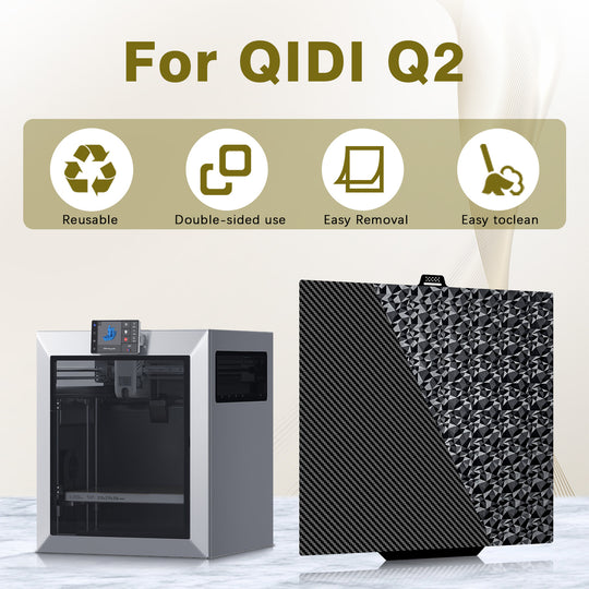 IdeaFormer ダイヤモンドPEO+カーボンファイバーPETスプリングスチールビルドプレート、280×280mm、QIDI Q2 3Dプリンター用
