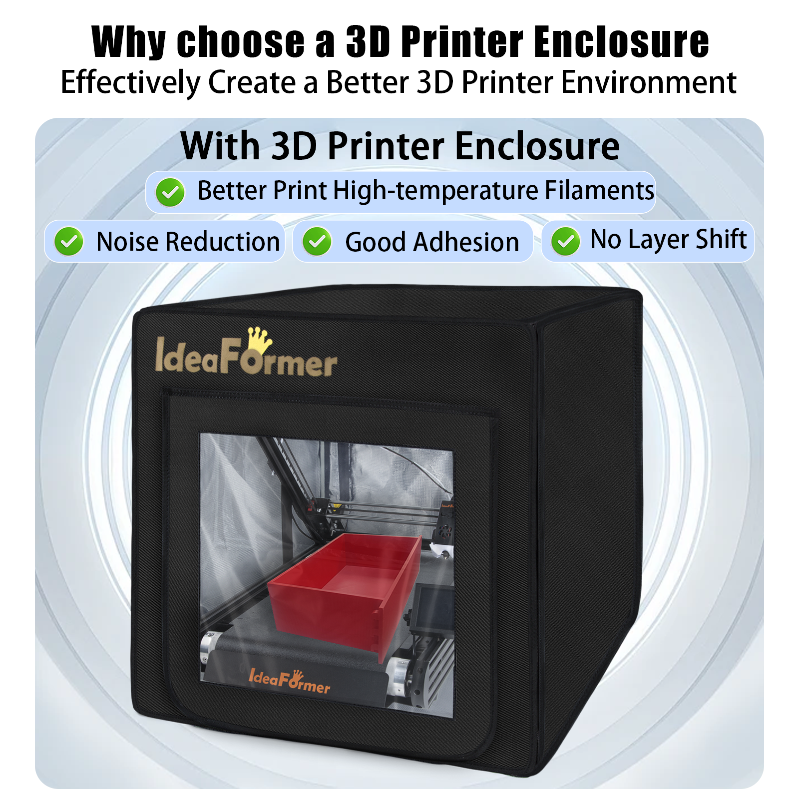 IdeaFormer Official IR3 V2 3D Printer Enclosure, Premium Fireproof Dustproof Tent Constant Temperature Protective Cover for IR3 V2 3D Printer