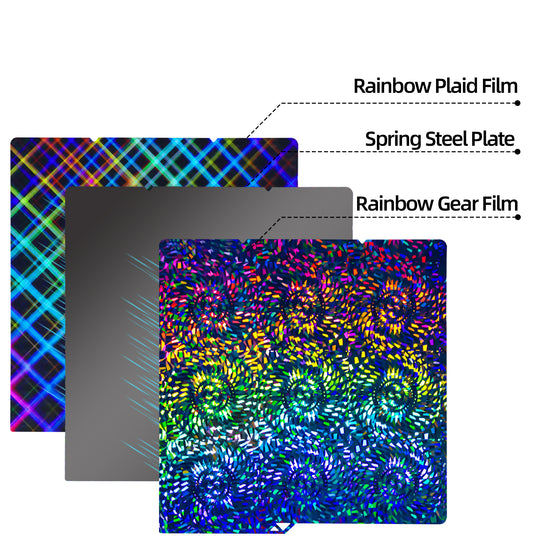 IdeaFormer Rainbow Gear PEW+Plaid PES Spring Steel Build Plate, 264×276mm for Anycubic Kobra S1/S1C