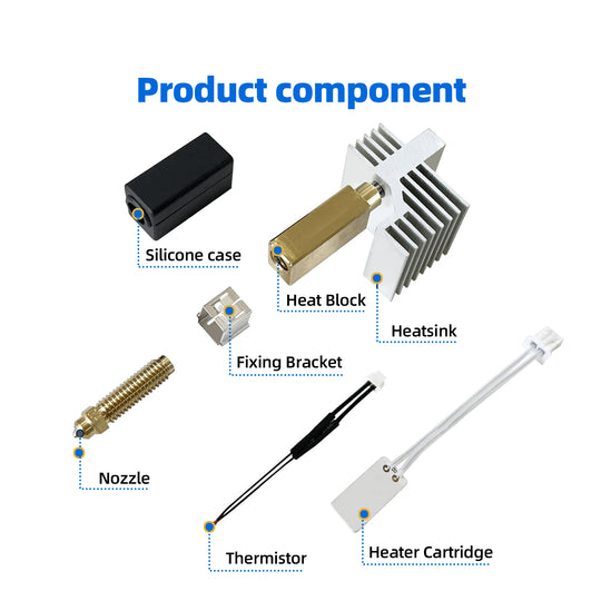 IdeaFormer Integrated hotend for Elegoo Centauri Carbon， with 0.4mm Hard Steel + Copper Alloy Nozzle, NTC 100k Thermistor for Elegoo