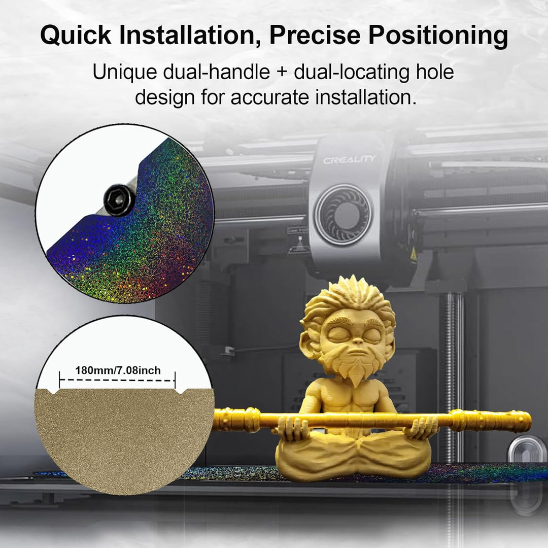 IdeaFormer Rainbow Starry PEY+Textured Gold PEI Spring Steel Build Plate, 315×310mm for Creality K1 Max/Ender 3 V3 Plus