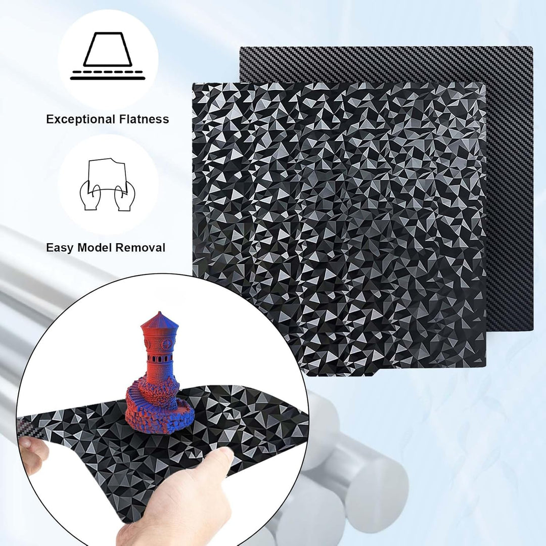 IdeaFormer Diamond PEO+Carbon Fiber PET Spring Steel Build Plate,  230x230mm for Anycubic Kobra 2/Kobra 2 Pro/Kobra 2 Neo
