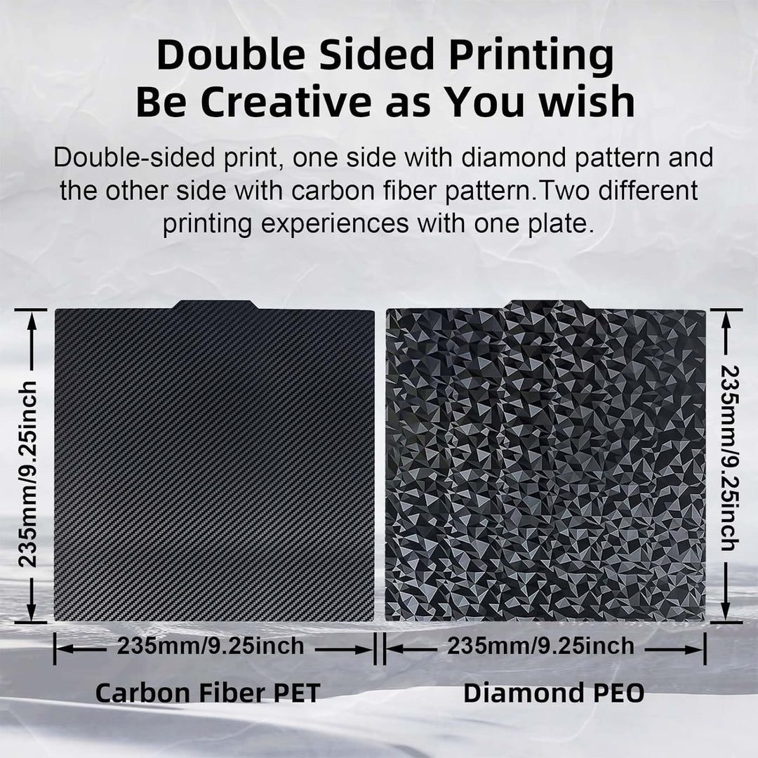 IdeaFormer Diamond PEO+Carbon Fiber PET Spring Steel Build Plate with Magnetic Plate, 235×235mm for Ender 3/Pro/Ender 3 V2/V2 Neo/Ender 5/for Elegoo Neptune 3/Neptune 4/Pro