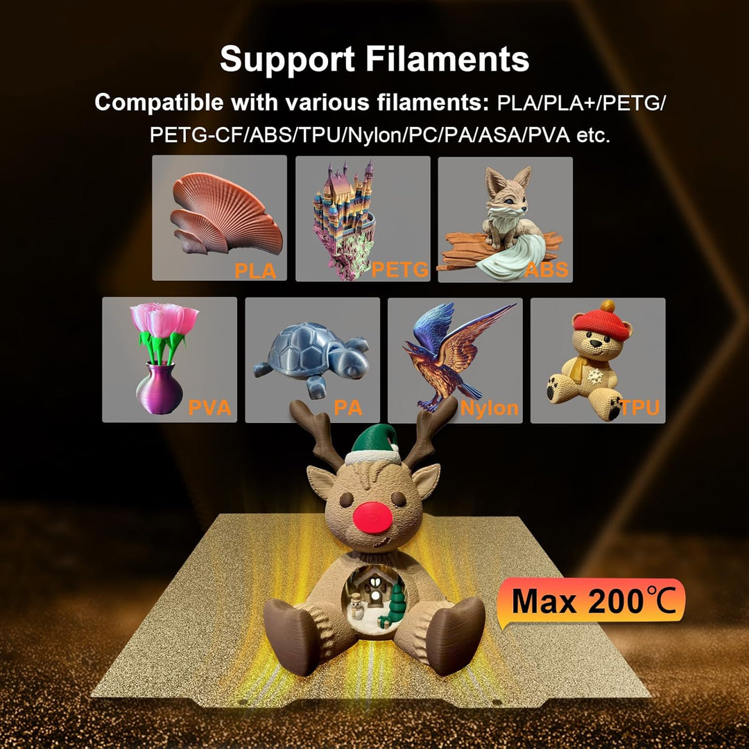 IdeaFormer Double Sided Textured Gold PEI Spring Steel Build Plate, 184×184mm for Bambu Lab A1 MIni