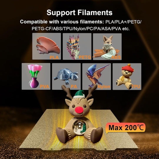 IdeaFormer Double Sided Textured Gold PEI Spring Steel Build Plate, 184×184mm for Bambu Lab A1 MIni