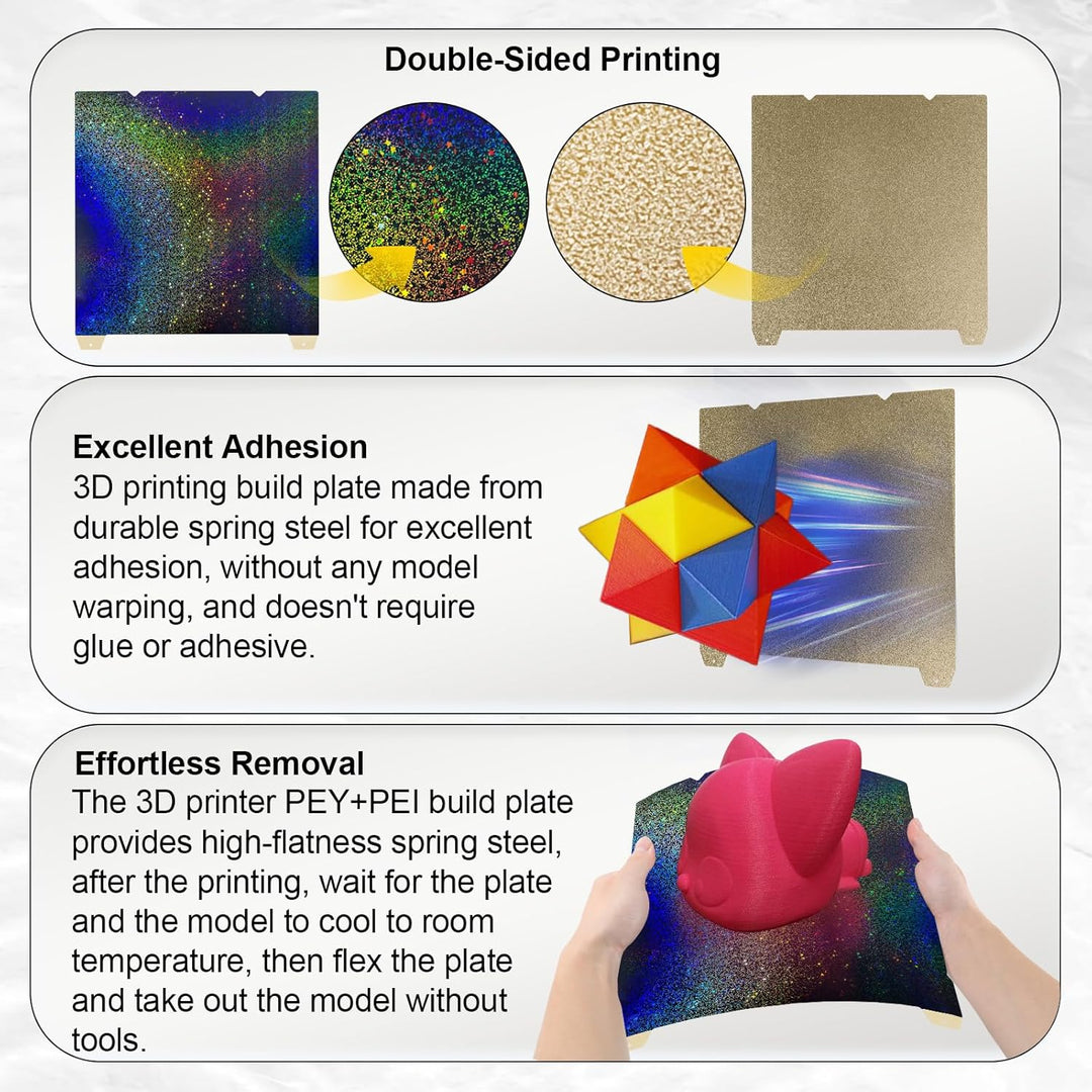 IdeaFormer Rainbow Starry PEY+Textured Gold PEI Spring Steel Build Plate, 315×310mm for Creality K1 Max/Ender 3 V3 Plus