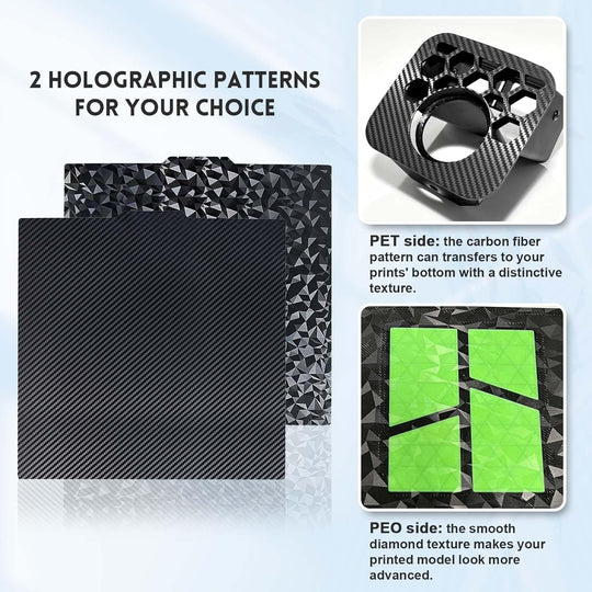 IdeaFormer Diamond PEO+Carbon Fiber PET Spring Steel Build Plate,  230x230mm for Anycubic Kobra 2/Kobra 2 Pro/Kobra 2 Neo