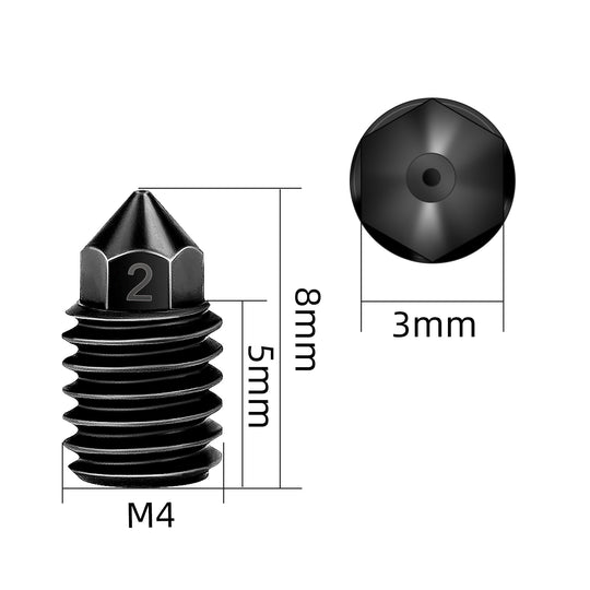 IdeaFormer 5 Pcs 0.2mm,0.4mm,0.6mm Hardened Steel Nozzle for Bambu Lab H2D A1 A1 Mini 3D Printer Hotend