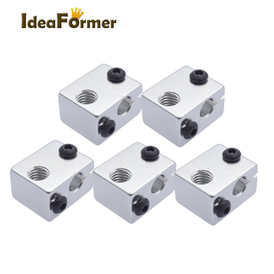 IdeaFormer 2pcs 3D Printer Parts E3D V6 Upgraded Block Aluminum Brass Official Heater Block For PT100 Thermistor NTC100K J-head Hotend Extruder