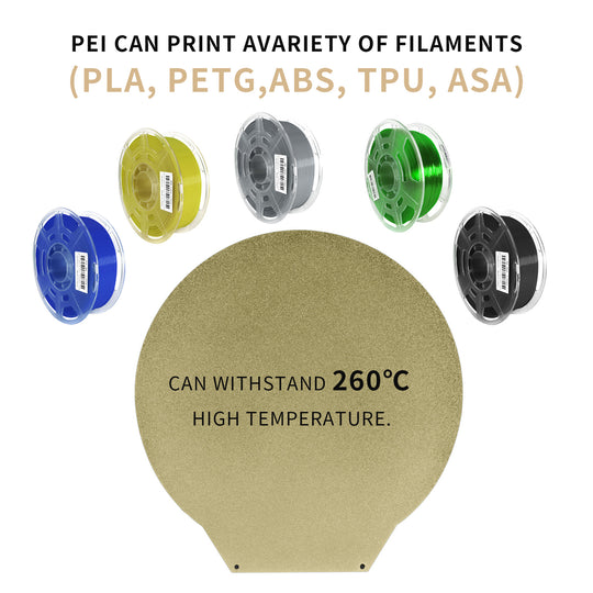 IdeaFormer Carbon Fiber PET+Textured Gold PEI Spring Steel Build Plate, Round 220mm for Ender 3