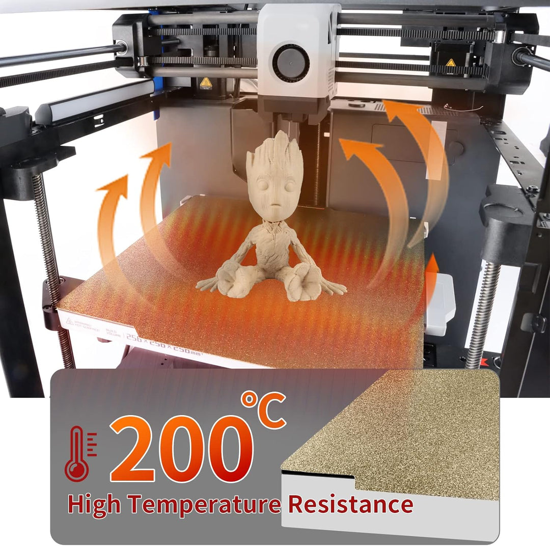 IdeaFormer Double Sided Textured Gold PEI  Spring Steel Build Plate, 257×257mm for Bambu Lab X1 X1C X1E P1P P1S A1