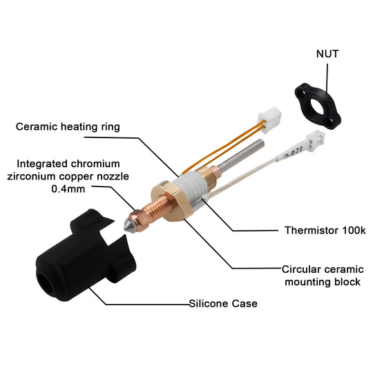 IdeaFormer K1C Ceramic Heating Block Kit, High Flow Hotend Supports 300°C High Temperature and 600mm/s High Speed Printing Printing for 3D Printer K1 Max/K1C