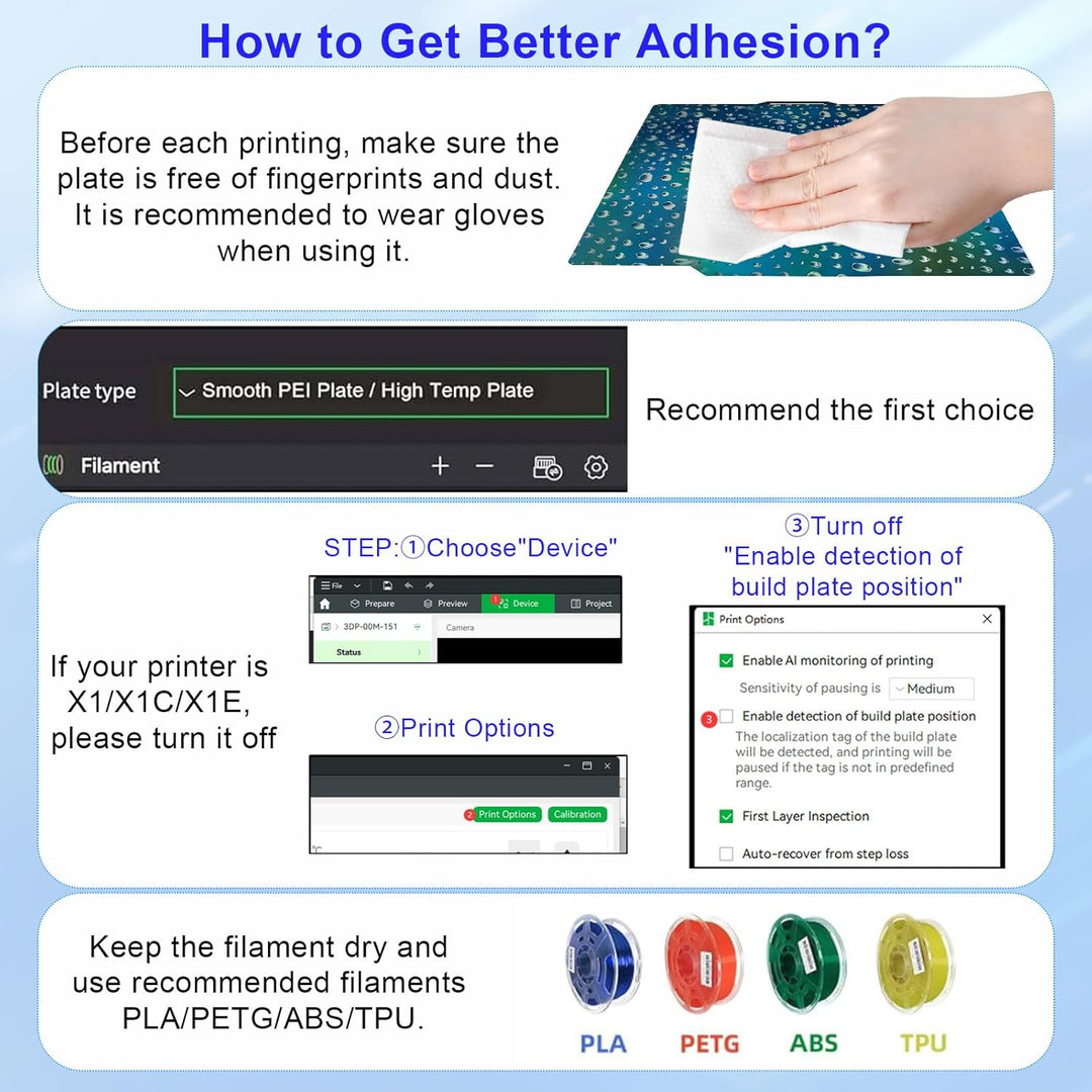 IdeaFormer Wood Grain+Waterdrop  PER Spring Steel Build Plate, 257×257mm for Bambu Lab X1 X1C X1E P1P P1S A1