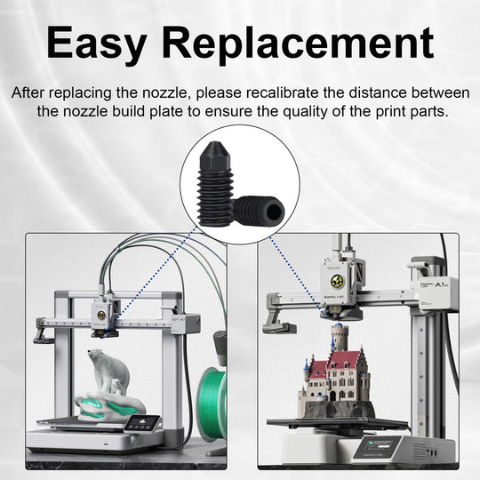 IdeaFormer 5 Pcs 0.4mm,0.6mm,0.8mm Hardened Steel Nozzle High Temperature for Bambu Lab A1/A1Mini 3D Printer Hotend