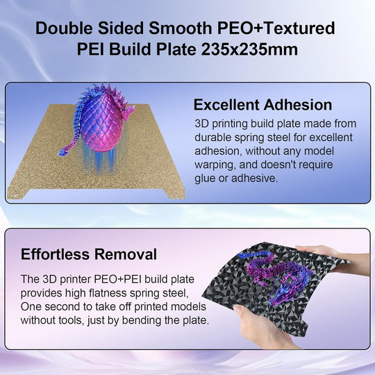 IdeaFormer Diamond PEO+Textured Gold PEI Spring Steel Build Plate, 235x235mm for Creality K1C/K1/SE/Ender 5 S1/Ender 3/Ender 3 Pro/Ender 3 V2/Ender 3 S1 Pro/Ender 3 Neo