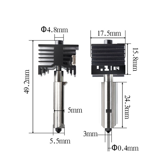 Ideaformer 2pcs Hotend for BAMBU LAB H2D Print Head Upgrade High-Temperature 0.4mm/0.6mm/0.8mm Hardened Steel Nozzle Hot End Kit Extruder Replacement for Bambu Lab 3D Printer