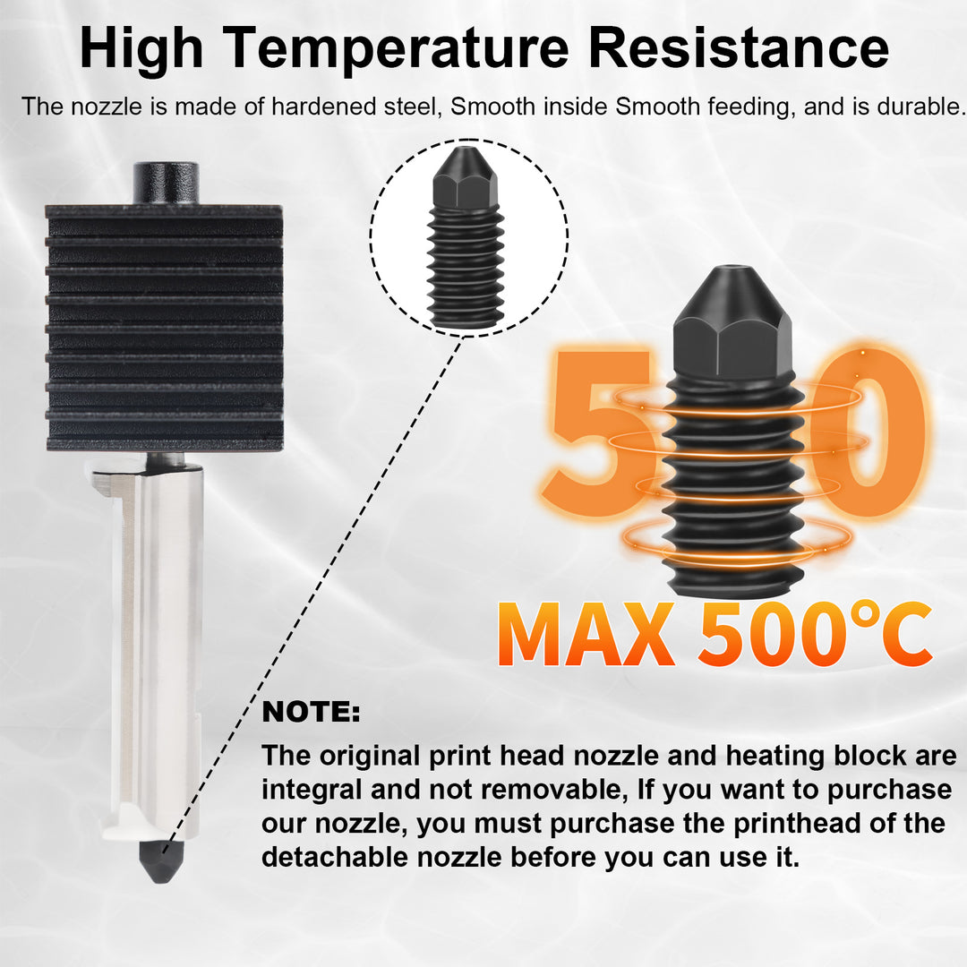 IdeaFormer 5 Pcs 0.4mm,0.6mm,0.8mm Hardened Steel Nozzle High Temperature for Bambu Lab A1/A1Mini 3D Printer Hotend