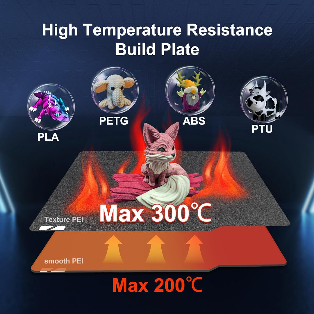 IdeaFormer Smooth+Textured PEI  Black  Spring Steel Build Plate, 257×257mm for Bambu Lab X1 X1C X1E P1P P1S A1