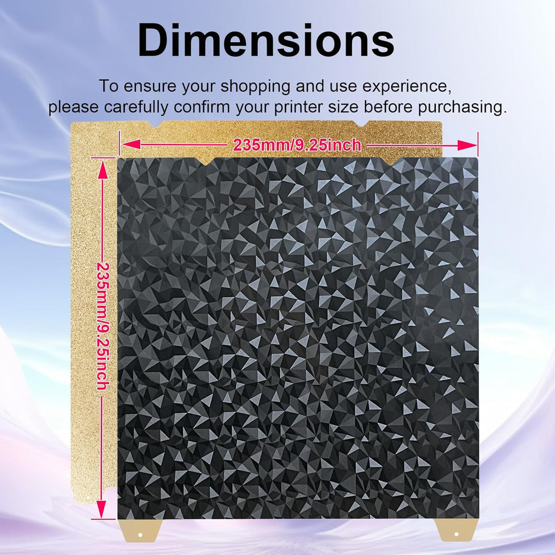 IdeaFormer Diamond PEO+Textured Gold PEI Spring Steel Build Plate, 235x235mm for Creality K1C/K1/SE/Ender 5 S1/Ender 3/Ender 3 Pro/Ender 3 V2/Ender 3 S1 Pro/Ender 3 Neo