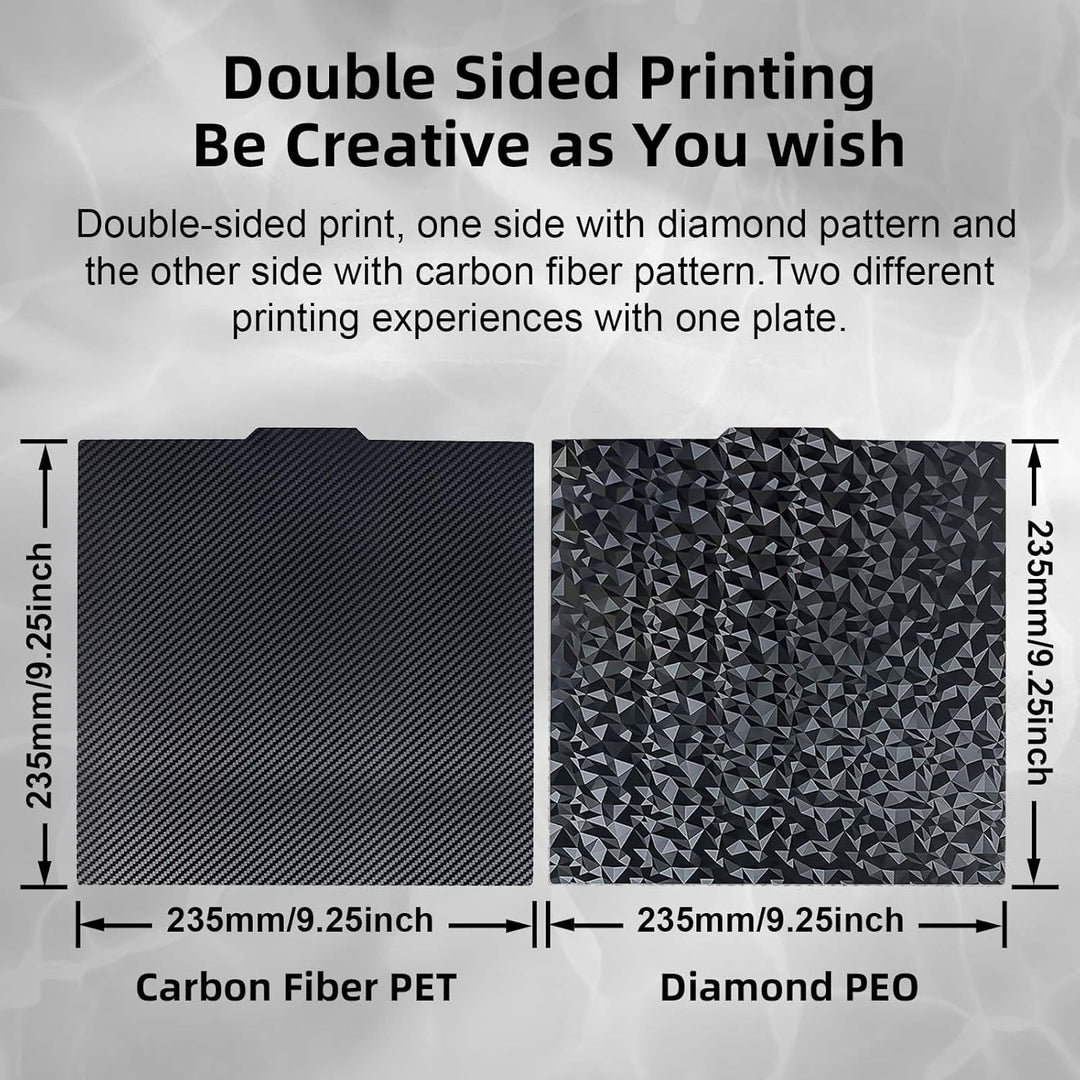 IdeaFormer Diamond PEO+Carbon Fiber PET Spring Steel Build Plate, 235x235mm for Ender 3/Ender 3 V2/Ender 3 Pro/Neo/for Elegoo Neptune 3/Neptune 4 Pro