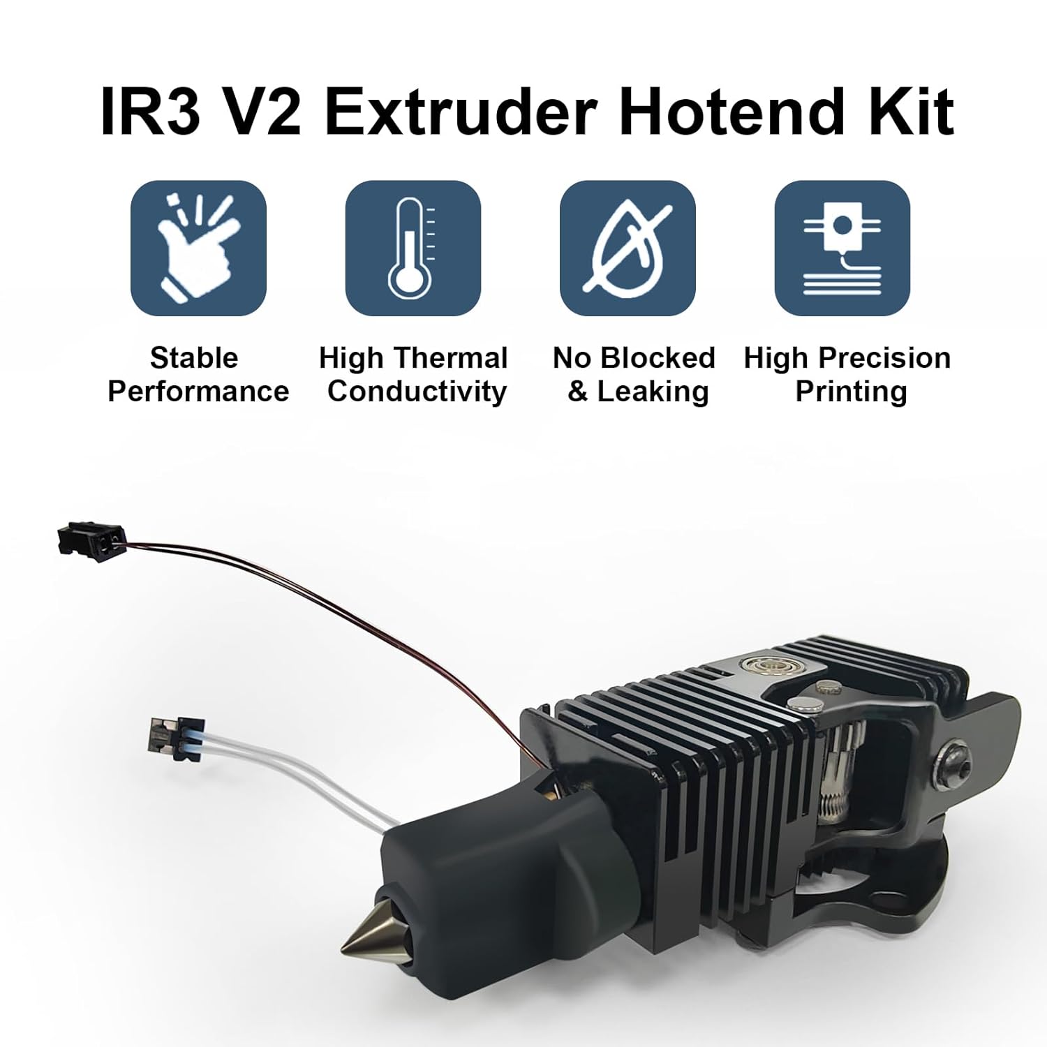 IdeaFormer IR3 V2 Extruder  Kit, Including 1 Pcs 0.4mm Hardened Steel Nozzles, Heating Rod, Thermistor, Throat, and Silicone Sleeve. Support Filament TPU PLA PETG ABS for IR3 V2 3D Printer