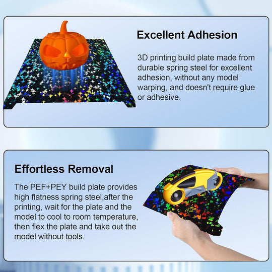 IdeaFormer Rainbow Confetti PEF+Galaxy PEY Spring Steel Build Plate with Magnetic Plate, 235×235mm for Creality K1/K1 SE/K1C/Ender 3 S1/Ender 3 S1 Pro/Ender 5 S1/Ender 3 V3 SE/KE/Ender 3 V2/Neo