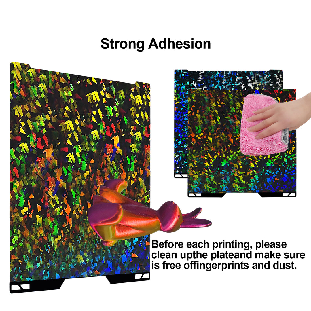 IdeaFormer Rainbow Confetti PEF+Galaxy PEY Spring Steel Build Plate, 346×355mm for Bambu Lab H2D, 350mmx320mm Print Size
