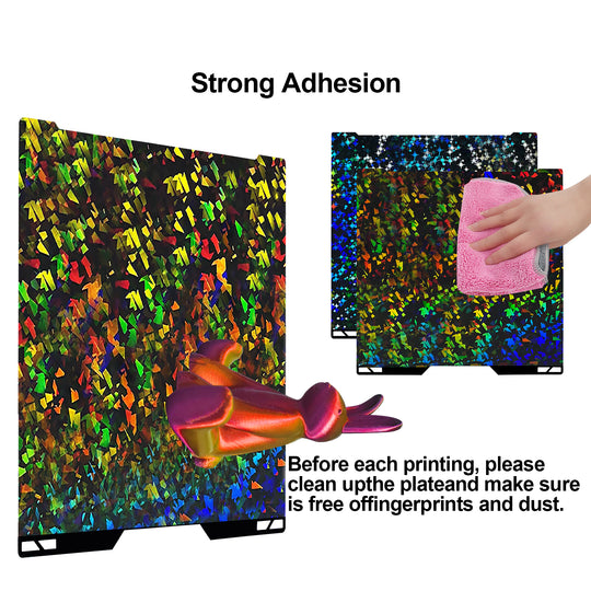 IdeaFormer Rainbow Confetti PEF+Galaxy PEY Spring Steel Build Plate, 346×355mm for Bambu Lab H2D, 350mmx320mm Print Size