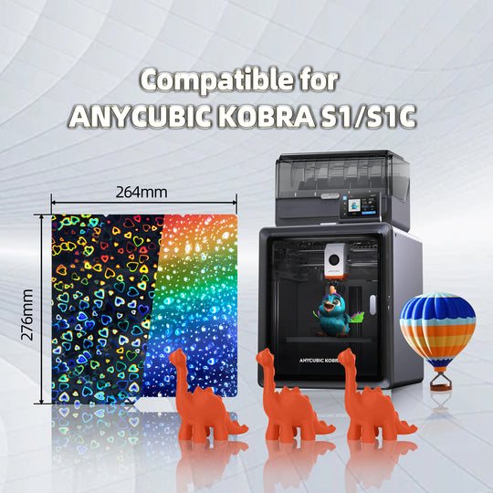 IdeaFormer Sweet Heart PEH + Waterdrop PEH Spring Steel Build Plate, 264×276mm for Anycubic Kobra S1/S1C