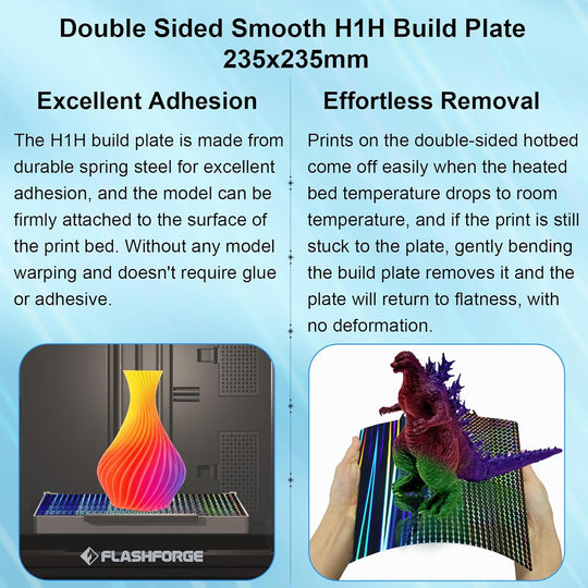 IdeaFormer Light Beam+Phantom H1H Spring Steel Build Plate, 235x235mm for Flashforge Adventurer 5M/5M Pro/AD5X