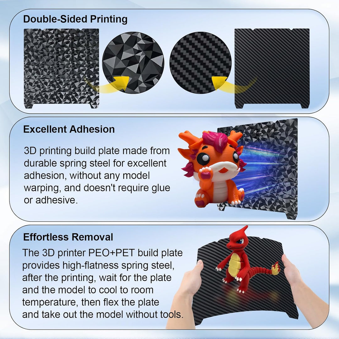 IdeaFormer Diamond PEO+Carbon Fiber PET Spring Steel Build Plate, 315×310mm for Creality K1 Max/Ender 3 V3 Plus