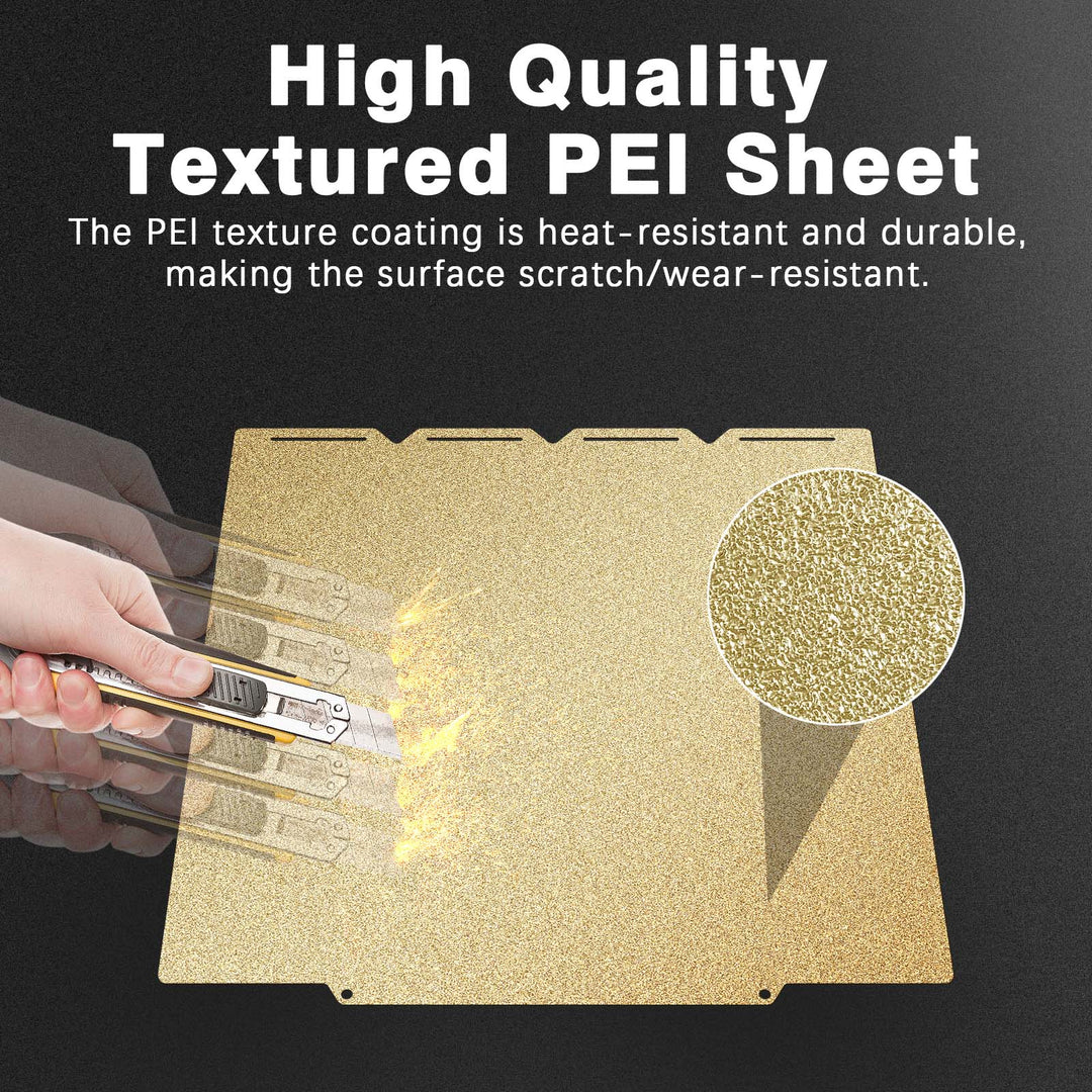 IdeaFormer 両面ゴールドテクスチャPEIスプリングスチールビルドプレート、276×293mm、Snapmaker U1 3Dプリンター用、プリントサイズ270×270mm