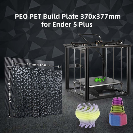 IdeaFormer Diamond PEO+Carbon Fiber PET Spring Steel Build Plate, 377x370mm for Creality Ender 5 Plus
