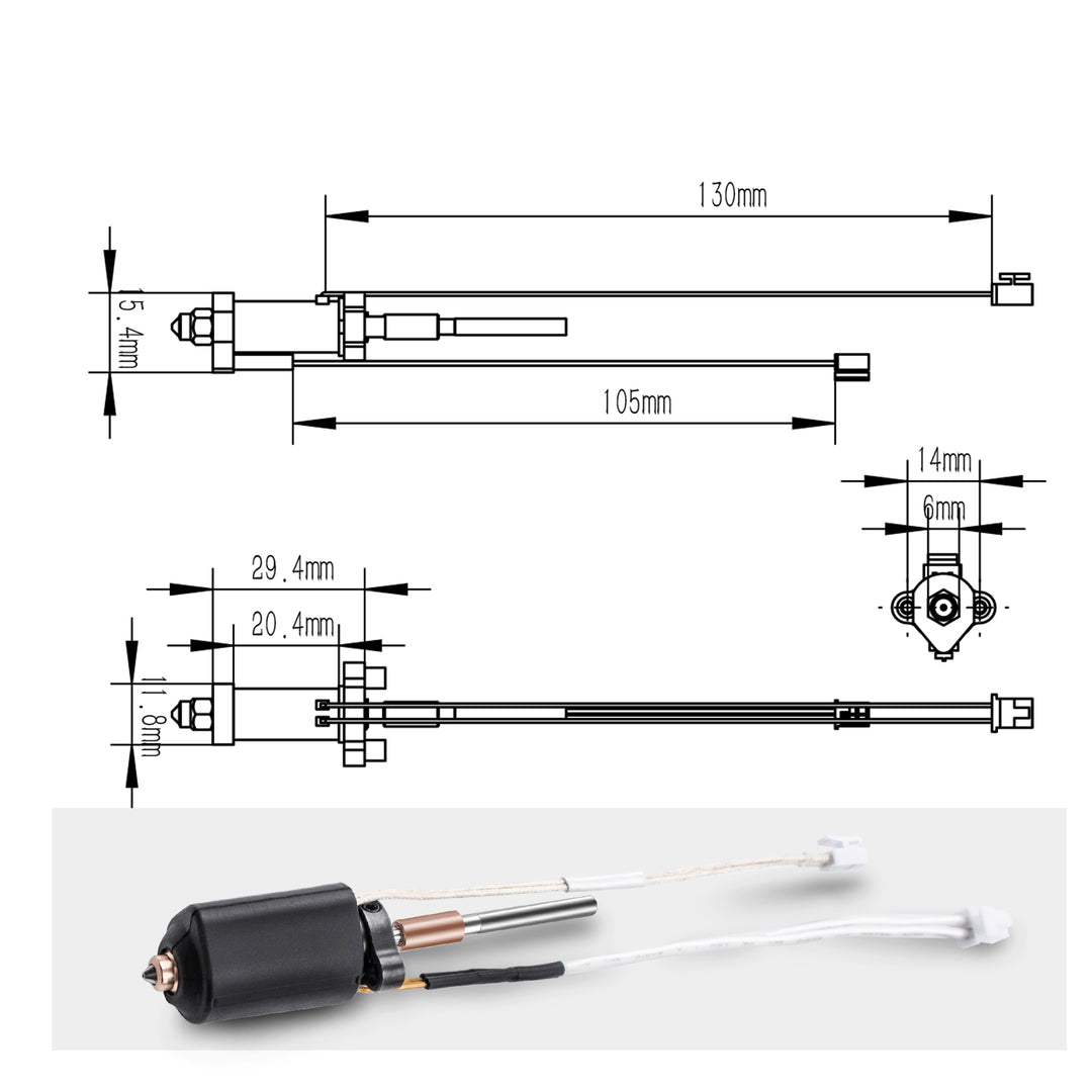 Upgrade Ceramic Hotend for  Creality Hi/Hi Combo, Extruder Printer Head Kit with 0.4mm High Flow Bimetallic Nozzle, Heated Ceramic Ring, Titanium Alloy Throat for Creality Hi/Hi Combo 3D printer